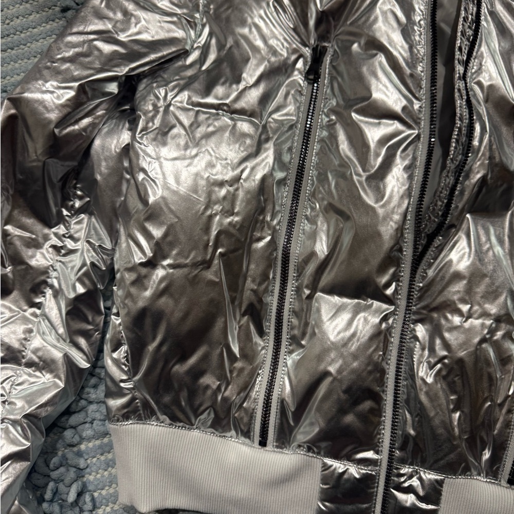 Alo Off Duty Silver Bomber Jacket, Size smalll, down fill - Picture 4 of 8